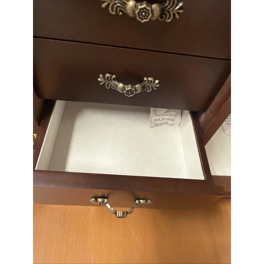 FRONT GLASS JEWELRY BOX-RING ROLL CLOSET, 4 DRAWERS, REVOLVING HANGER,MIRROR NEW